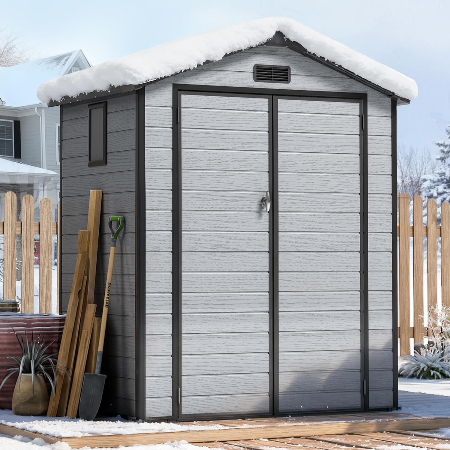 Gardening Tools In - 6X4 FT Outdoor Shed, Plastic Storage